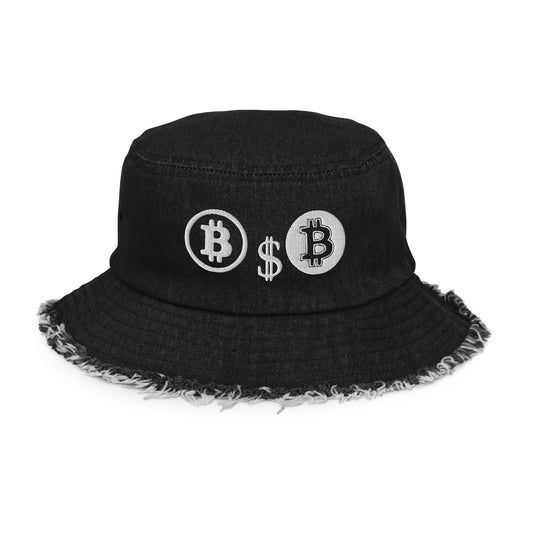 B$B Distressed denim bucket hat