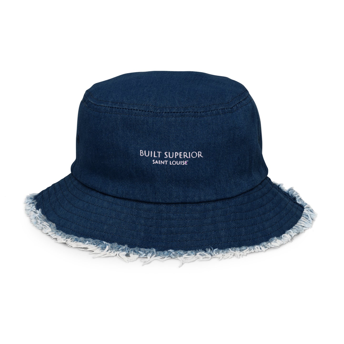 "Signature" B$B Distressed denim bucket hat