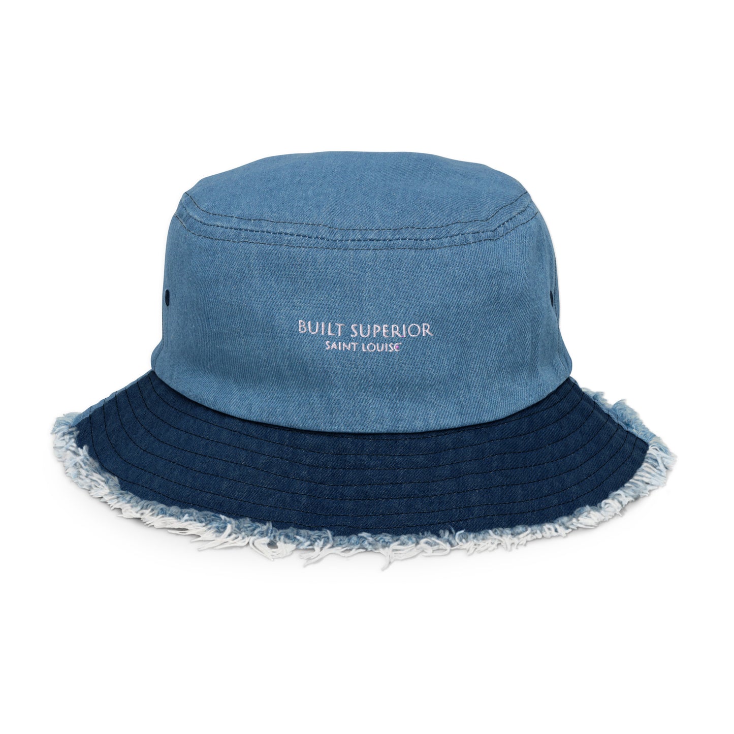 "Signature" B$B Distressed denim bucket hat