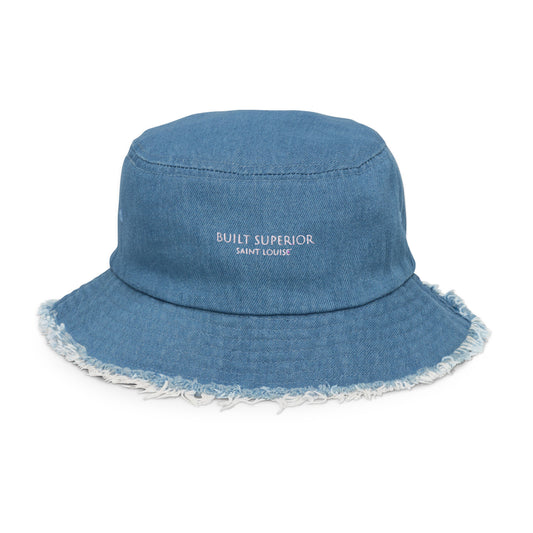 "Signature" B$B Distressed denim bucket hat